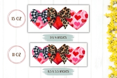 Love Hearts Mug Sublimation, Leopard Bow Mug Wrap Design Product Image 2