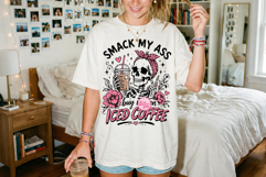 Skeleton Iced Coffee Lover PNG, Trendy Coquette Caffeine Product Image 2
