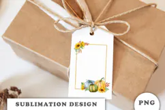 Watercolor Autumn Pumpkins Gold Frame png Product Image 2