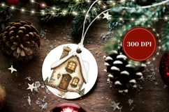 Watercolor Christmas Ornament, Winter House Ornament Product Image 2