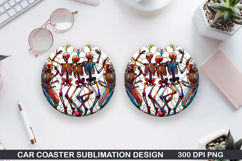 Skeletons Car coaster sublimation, Halloween Coaster PNG Product Image 1