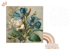 Summer Pillow Design, Blue Flowers Pillow Sublimation Product Image 2