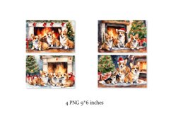 Watercolor cards with corgis for Christmas. Puppies Product Image 2