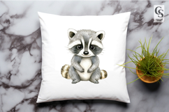 Cute Raccoon Watercolor Forest Animal Clipart PNG Product Image 2