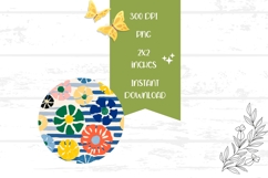 Floral Round Earrings, Pop Art Flowers Round Earrings Print Product Image 2