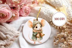 Christmas Mouse Ornament PNG, Cartoon Christmas Ornament Product Image 2