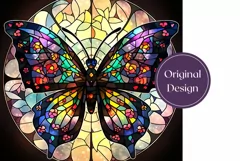 Stained Glass Butterfly Tumbler Template, Butterflies PNG Product Image 2