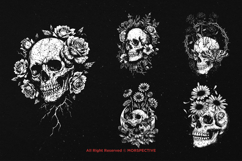 10 Bundle Dark Art Floral Death Skull Flower Head Skeleton Product Image 3