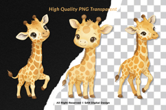 15 Bundle Watercolor Giraffe Yellow Kids Animal Wildlife Product Image 2