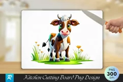Cartoon Cow Standing in Green Cutting Board PNG Design Product Image 1