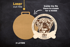 Dog Medal English bulldog SVG laser cut files for Glowforge Product Image 2