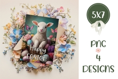 Happy Easter Card Printable, Easter Lamb Card Design Product Image 2