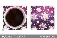 Snowflakes Coaster Sublimation. Winter Square Coaster Product Image 1