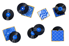 Vintage Vinyl Records Clipart. Aesthetic Retro Music Product Image 2