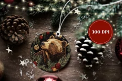 Embroidery Christmas Ornament PNG, Christmas Bear Ornament Product Image 2