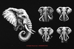 10 Bundle Dark Art Elephant Head Gothic Style Animal Tattoo Product Image 3