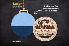 Biathlon Sport Medal SVG laser cut files for Glowforge Product Image 2