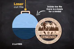 Biathlon Sport Medal SVG laser cut files for Glowforge Product Image 2