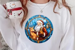 Stained Glass Painting Of Santa Clipart Sublimation Product Image 2