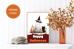 Watercolor Halloween Greeting Card, Halloween Ghost Wall Art Product Image 2