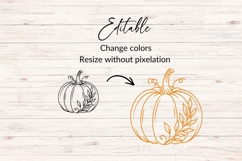 Hand Drawn Pumpkin SVG With Leaf Branch Product Image 2