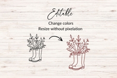 Hand Drawn Fall Boots With Autumn Leaves SVG Product Image 2