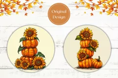 Farm Pumpkins Car Coaster PNG, Floral Car Coaster Template Product Image 2