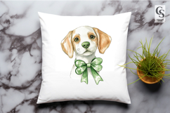 Cute Shamrock Bow Dog Clipart Sublimation PNG Product Image 2