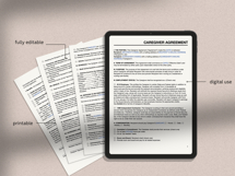 Caregiver Agreement doc simple template, MS Word editable Product Image 2