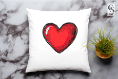 Hand Drawn Red Heart Illustration Clipart Sublimation PNG Product Image 3