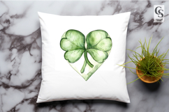 Green Shamrock Heart Watercolor Clipart Sublimation PNG Product Image 2