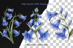 15 Bundle Watercolor Blue Bell Flower Spring Floral Garden Product Image 2