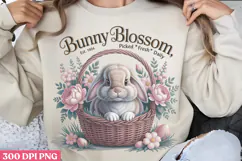 Bunny Blossom PNG, Vintage Easter Rabbit Bunny PNG Product Image 1