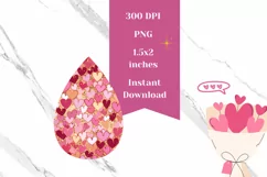 Valentine Teardrop Earrings PNG, Valentine Earring Design Product Image 2