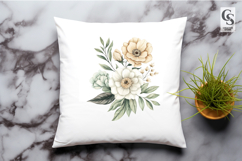 Watercolor Cream &amp; White Floral Bouquet Clipart Sublimation Product Image 1