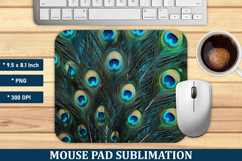 Peocock Fur Mouse Pad | Mouse Pad Sublimation Product Image 1