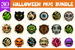 Halloween Mug Bundle Funny Monster Face &amp; HAnds Sublimation Product Image 3