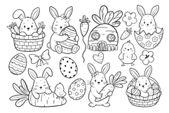 Easter Bunny Clipart Set PNG SVG Product Image 3