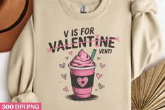V is for valentine venti PNG, Valentines Day Sublimation PNG Product Image 1