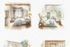Cottagecore bedroom Watercolor Clipart PNG Product Image 2