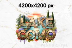 Lake Como Italy PNG, Italian Lake District Sublimation Product Image 2