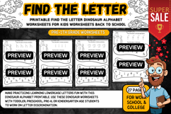 Printable Find the Letter Dinosaur Worksheets Activities Product Image 2