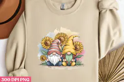 Gnome with Sunflowers PNG, Sunflower Sublimation PNG Product Image 2