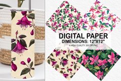Fuchsia Flowers Pattern Digital Paper- Flowers Background Product Image 1