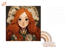 Red Hair Girl Pillow Design, Cartoon Pillow Sublimation Product Image 2