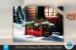 Festive Wooden Crate by Snowy Doorway Cutting Board PNG Product Image 1