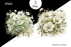 Watercolor Green Wildflowers Clipart, Bouquet Clipart Product Image 1