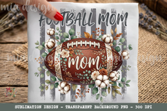 Striped Floral Football Mom Sublimation Png , Shirt Design Product Image 1