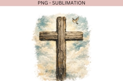 Rustic Cross PNG, Watercolor Christian Cross Clipart Product Image 2