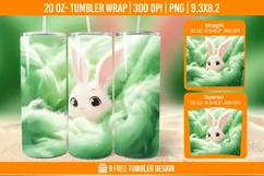 Cute Rabbit Seemless Tumbler Wrap Designs, Sublimation Wrap Product Image 1